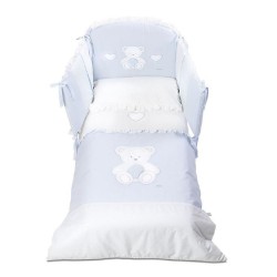 Бебешко спално бельо с обиколник Peluche 70/130 бяло и синьо
